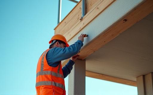 専門家が建物構造を検査している写真