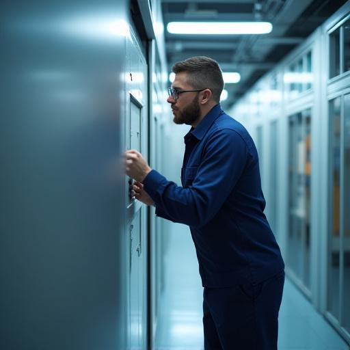 商業施設で定期メンテナンスを行う専門スタッフ